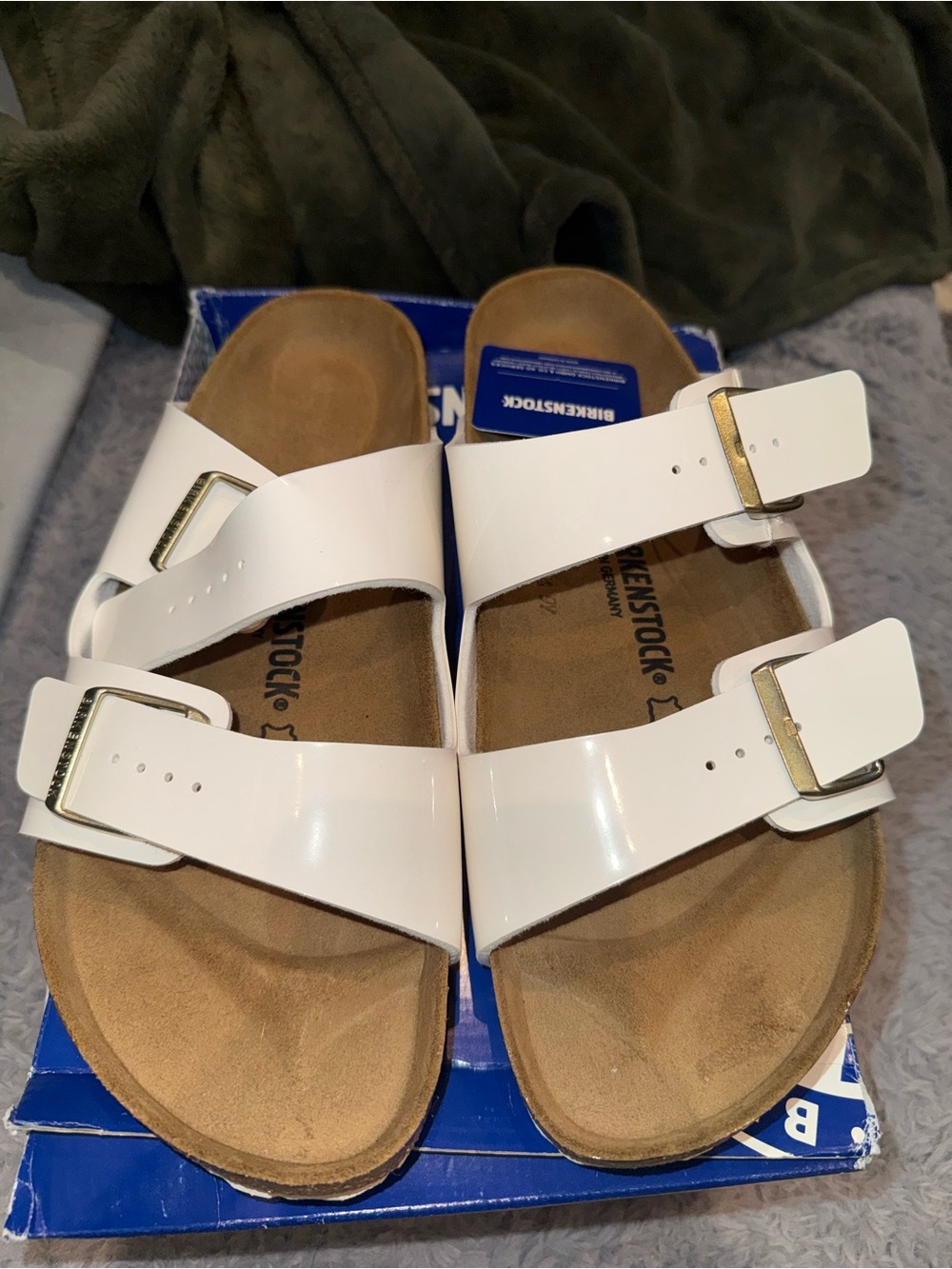 New Birkenstock Arizona Men’s Patent Birko-Flor Finish with Cork Size 13